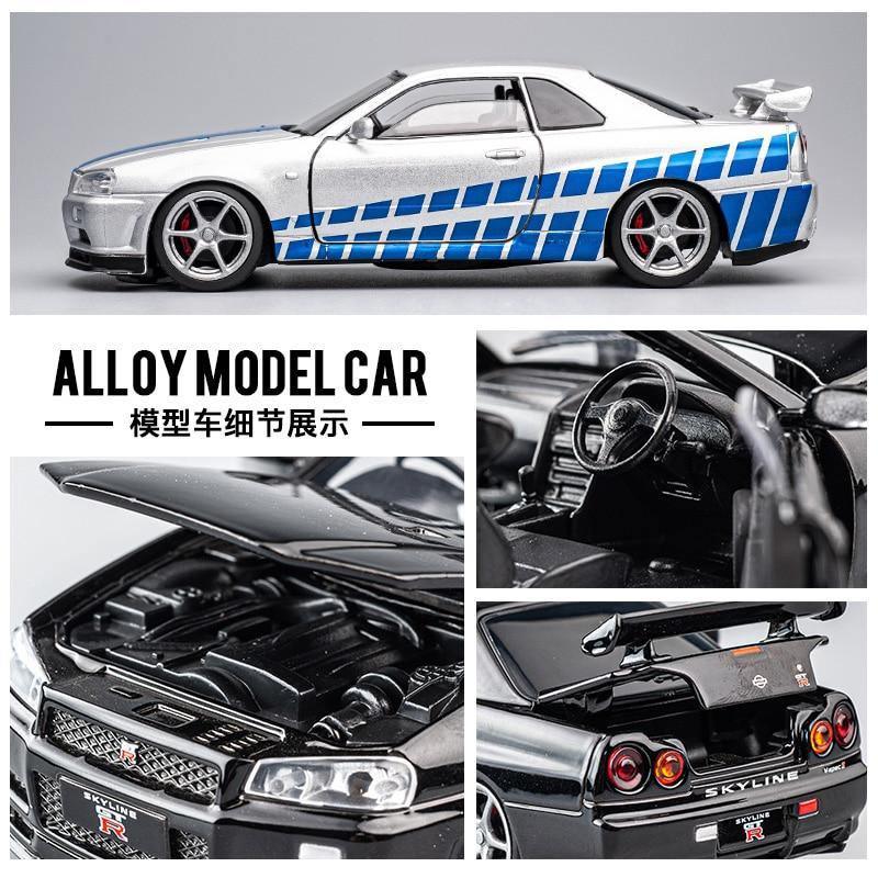 1:32 Nissan Skyline R34 GTR alloy model car