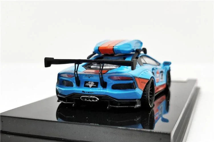 1:64 LB Liberty Walk Lamborghini Aventador GULF Martini with Roof Boxes Diecast Model Car