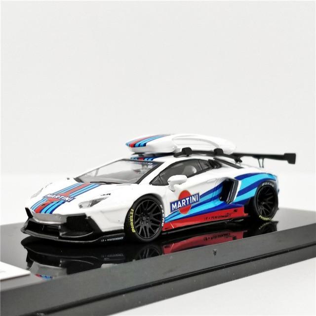 1:64 LB Liberty Walk Lamborghini Aventador GULF Martini with Roof Boxes Diecast Model Car