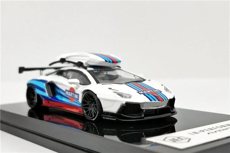 1:64 LB Liberty Walk Lamborghini Aventador GULF Martini with Roof Boxes Diecast Model Car