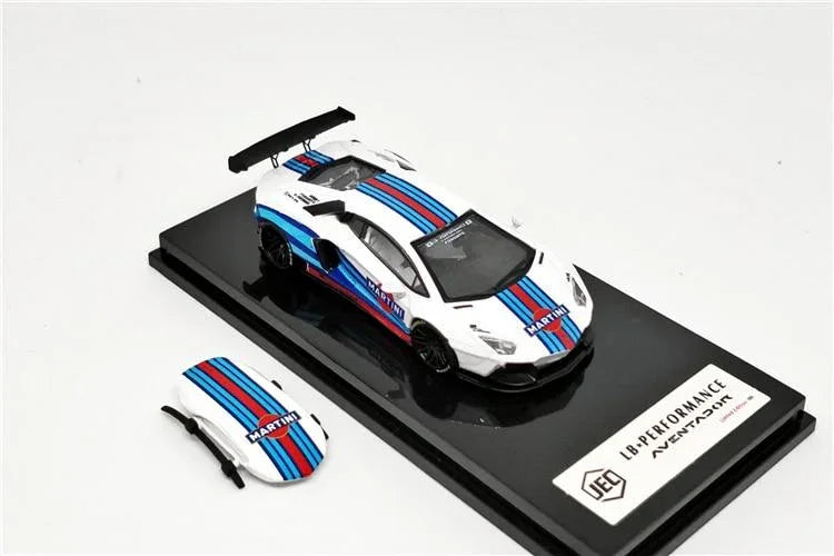 1:64 LB Liberty Walk Lamborghini Aventador GULF Martini with Roof Boxes Diecast Model Car