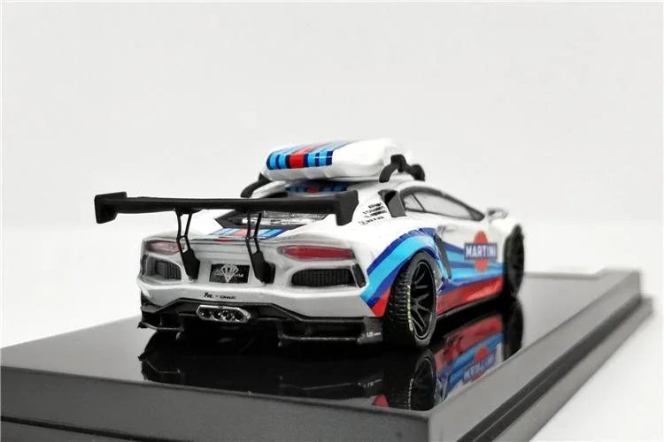 1:64 LB Liberty Walk Lamborghini Aventador GULF Martini with Roof Boxes Diecast Model Car