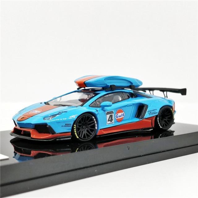 1:64 LB Liberty Walk Lamborghini Aventador GULF Martini with Roof Boxes Diecast Model Car