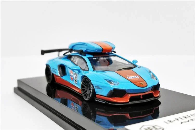 1:64 LB Liberty Walk Lamborghini Aventador GULF Martini with Roof Boxes Diecast Model Car