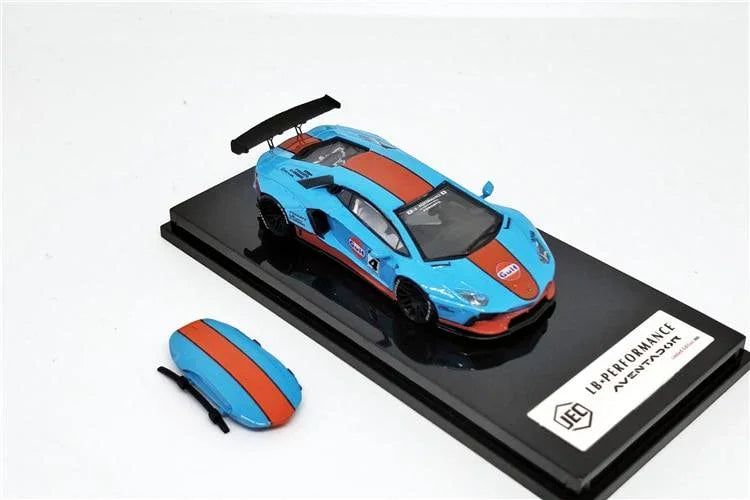 1:64 LB Liberty Walk Lamborghini Aventador GULF Martini with Roof Boxes Diecast Model Car