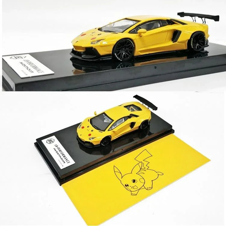 1:64 Liberty Walk Lamborghini Aventador LB700 Pikachu Yellow Diecast Model Car
