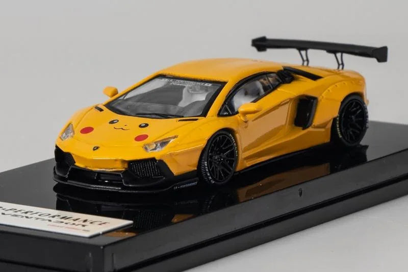 1:64 Liberty Walk Lamborghini Aventador LB700 Pikachu Yellow Diecast Model Car