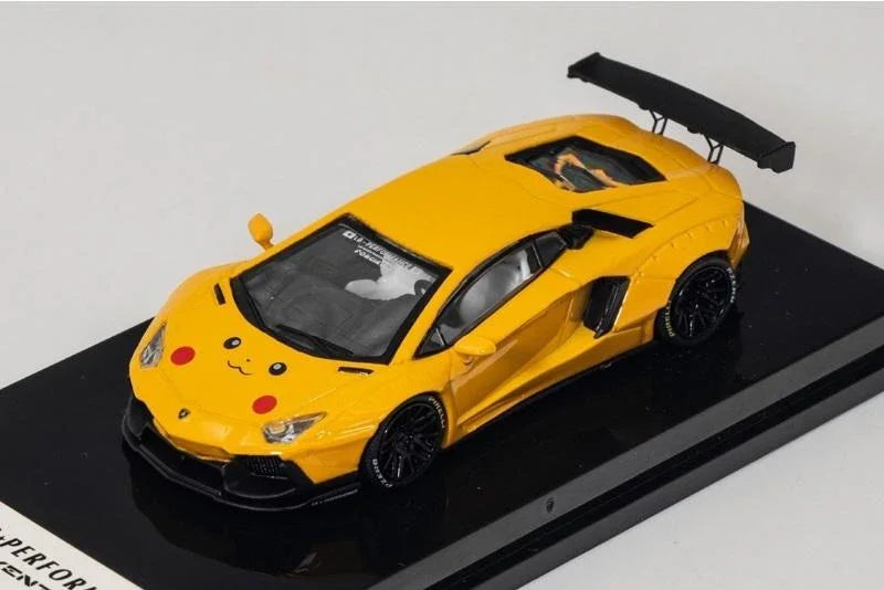 1:64 Liberty Walk Lamborghini Aventador LB700 Pikachu Yellow Diecast Model Car