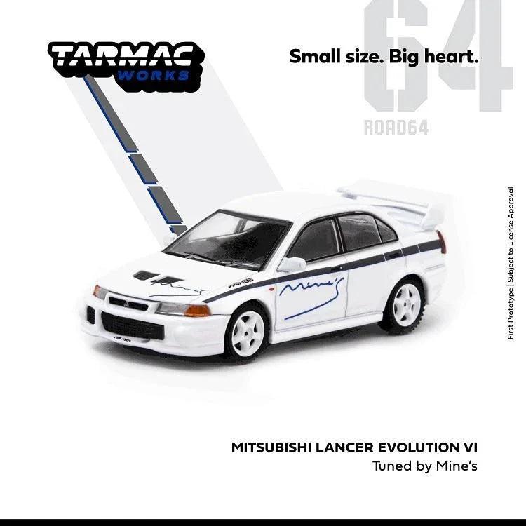 1:64 Mine's Mitsubishi Lancer EVO VI White Diecast Model Car