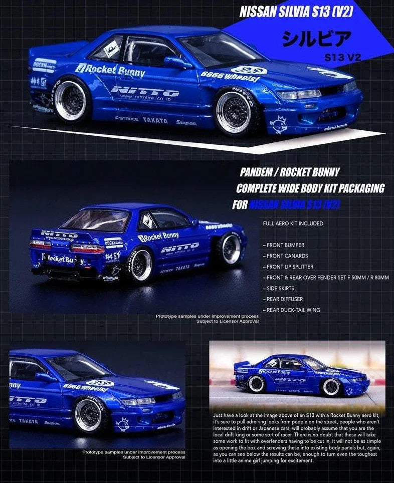 1:64 Nissan Silvia S13 Pandem / Rocket Bunny V2 scale model
