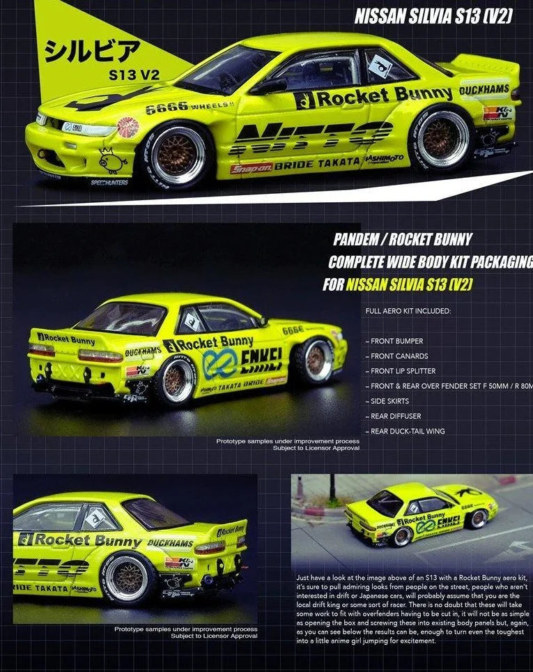 1:64 Nissan Silvia S13 Pandem / Rocket Bunny V2 scale model