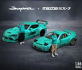 1:64 Pandem / Rocket Bunny Mazda RX-7  / LBWK Toyota Supra model car - Tiffany Blue