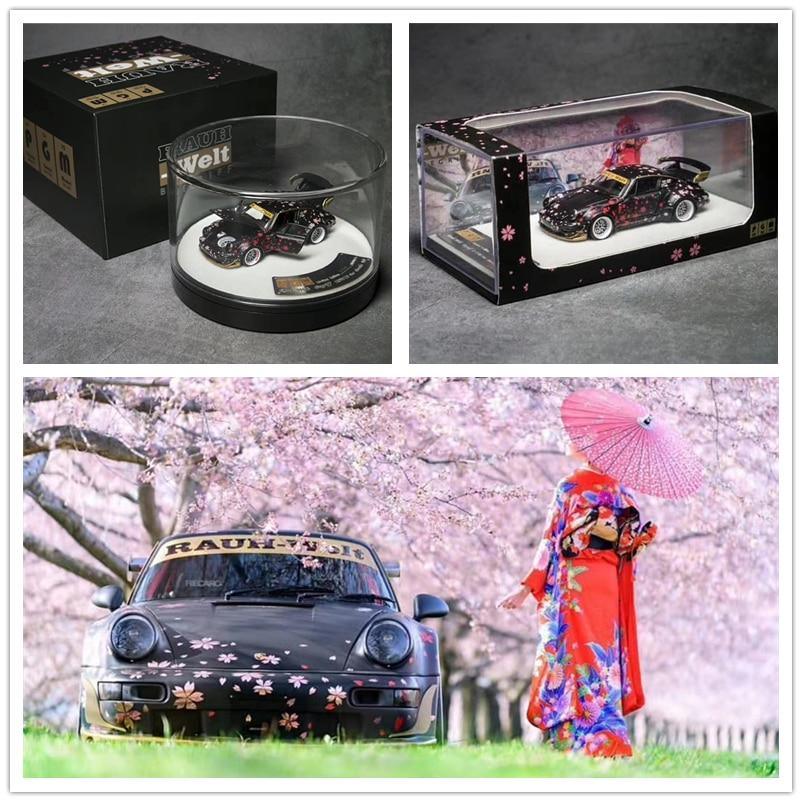 1:64 RWB Porsche 911 RAUH-Welt 964 Sakura Black Diecast Model Car
