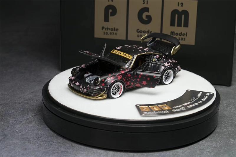 1:64 RWB Porsche 911 RAUH-Welt 964 Sakura Black Diecast Model Car
