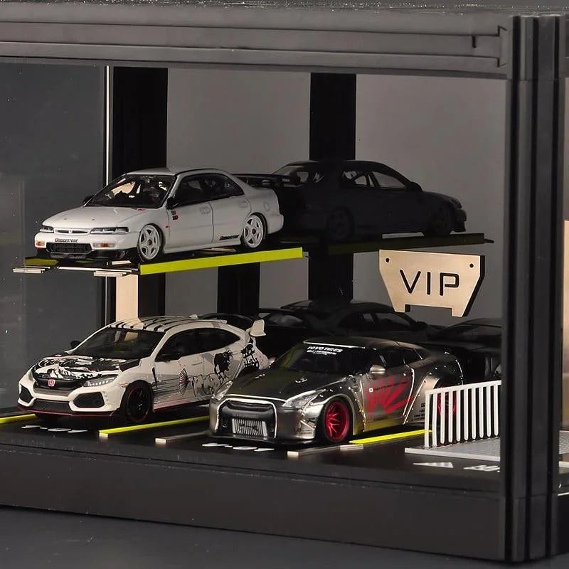 1:64 Scale Model Car Display Cabinet, Rally / Circuit / Carport,  USB lighting