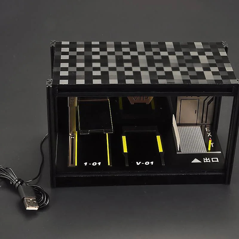 1:64 Scale Model Car Display Cabinet, Rally / Circuit / Carport,  USB lighting