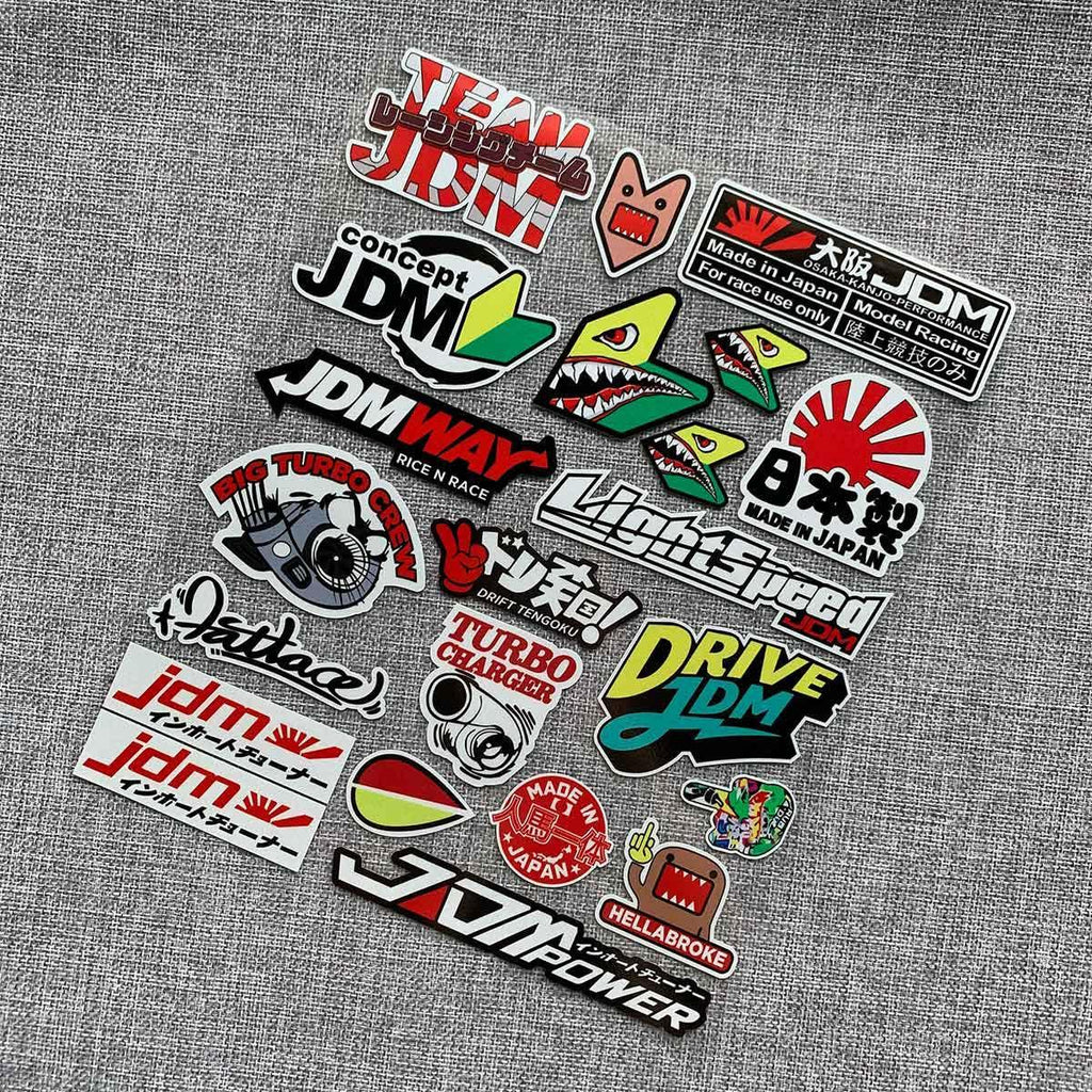 21 piece JDM reflective sticker sheet - 30cm x 25cm