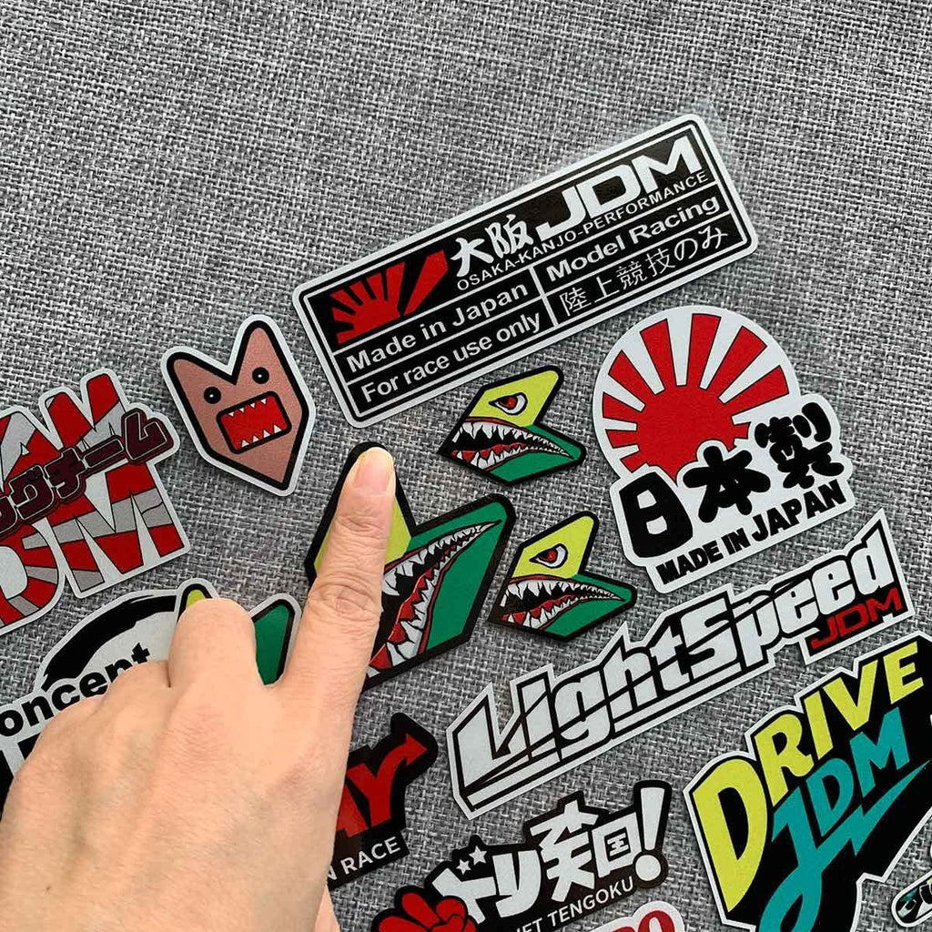 21 piece JDM reflective sticker sheet - 30cm x 25cm