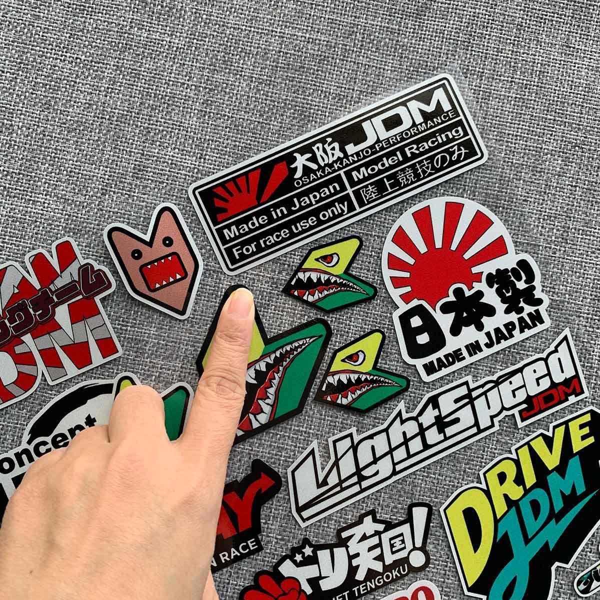 21 piece JDM reflective sticker sheet - 30cm x 25cm
