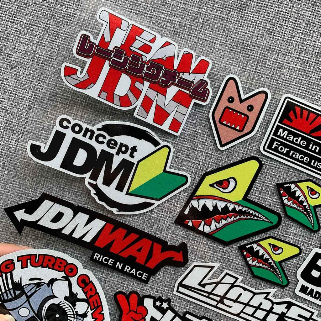 21 piece JDM reflective sticker sheet - 30cm x 25cm