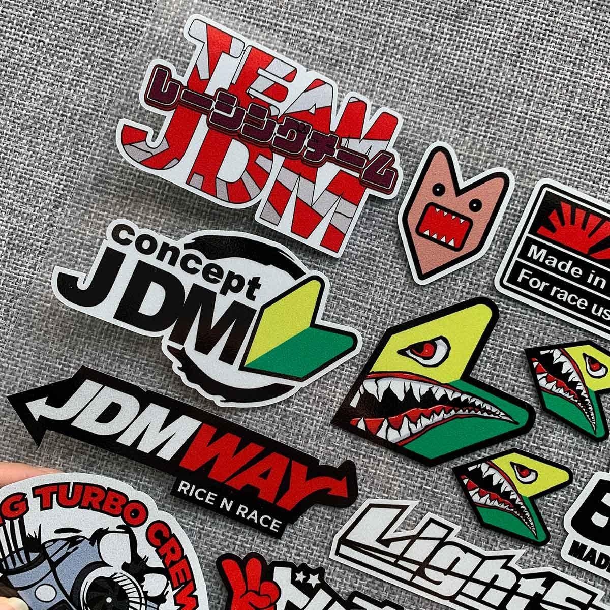 21 piece JDM reflective sticker sheet - 30cm x 25cm