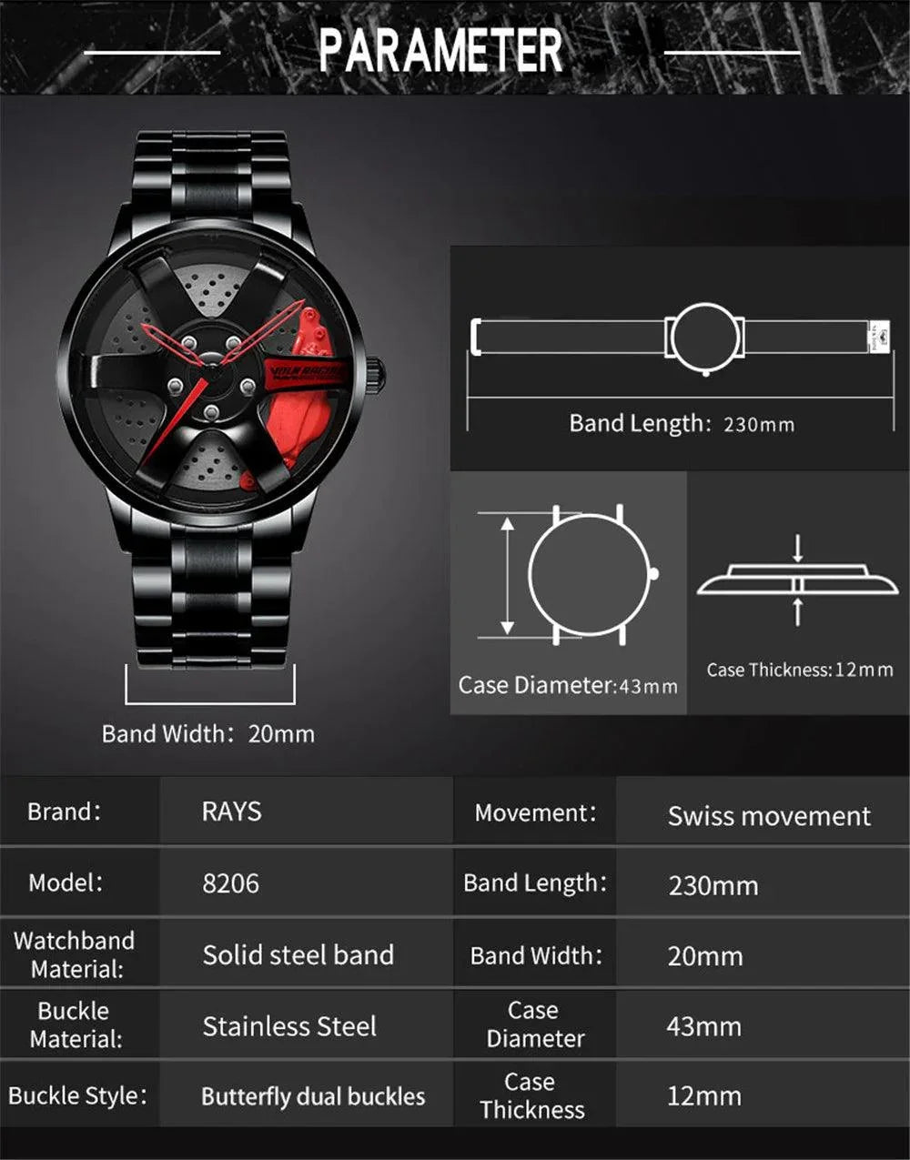 3D Spinning Dial JDM Wheel Watches