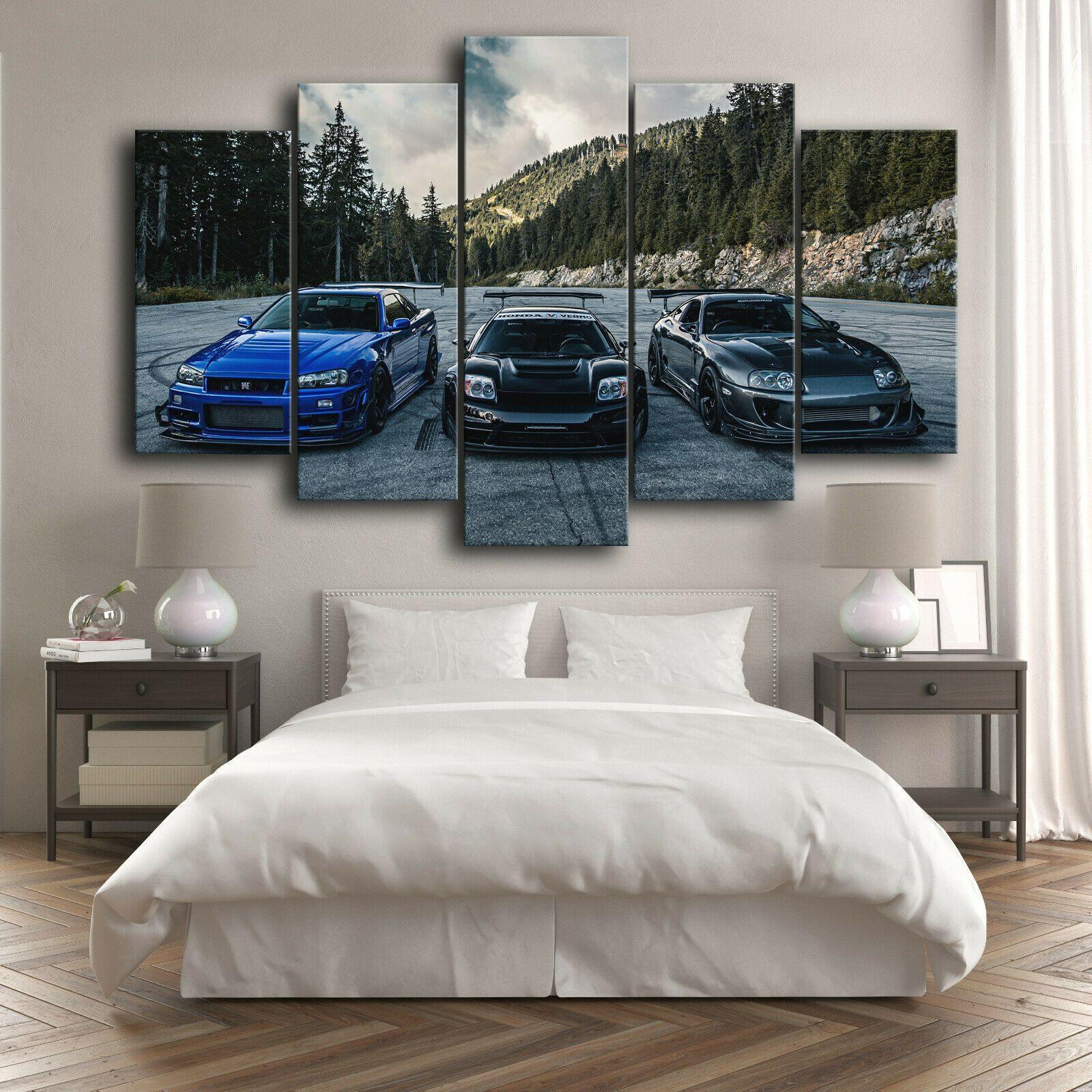 5 Piece JDM Holy Trinity - R34 Skyline, NSX & Supra canvas wall art
