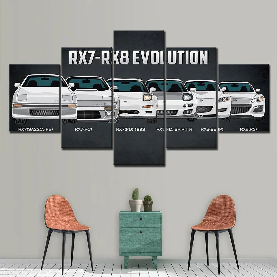 5 Piece RX7, RX8 evolution canvas wall art