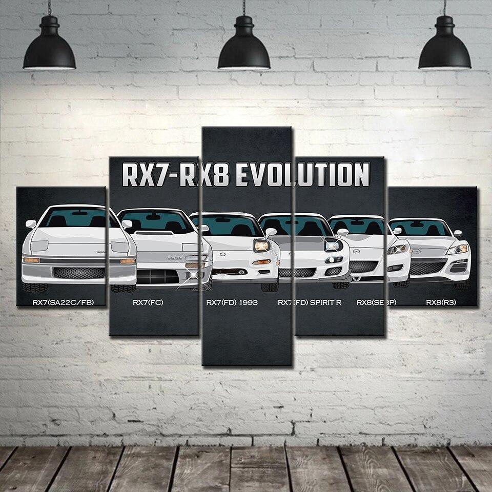 5 Piece RX7, RX8 evolution canvas wall art