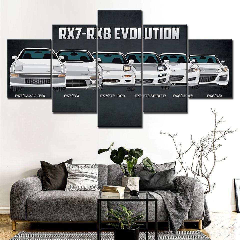 5 Piece RX7, RX8 evolution canvas wall art