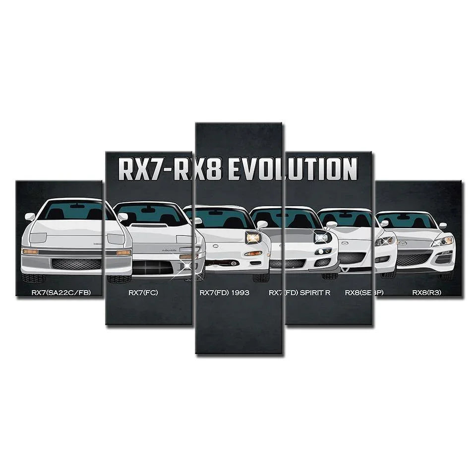 5 Piece RX7, RX8 evolution canvas wall art