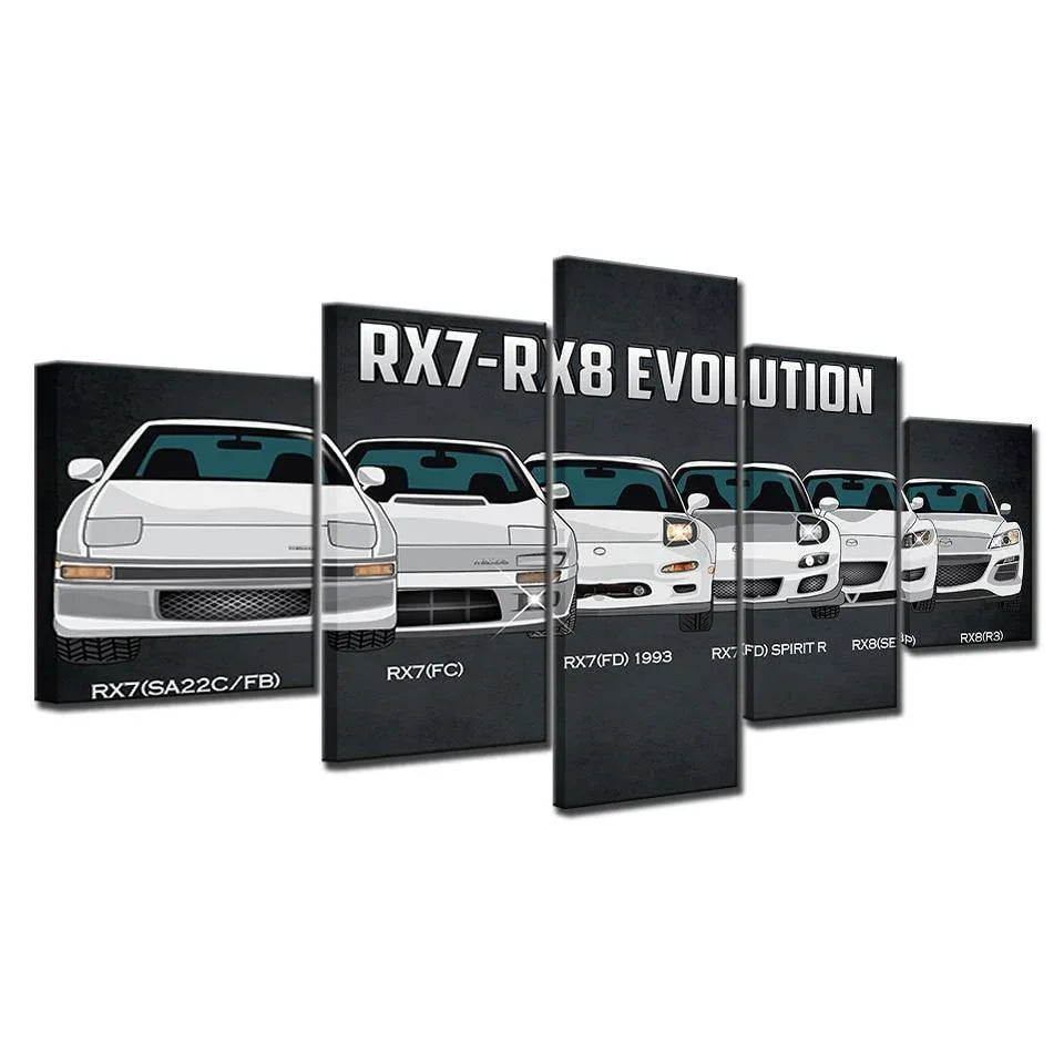 5 Piece RX7, RX8 evolution canvas wall art