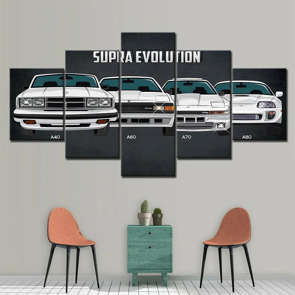 5 piece Toyota Supra evolution canvas wall art
