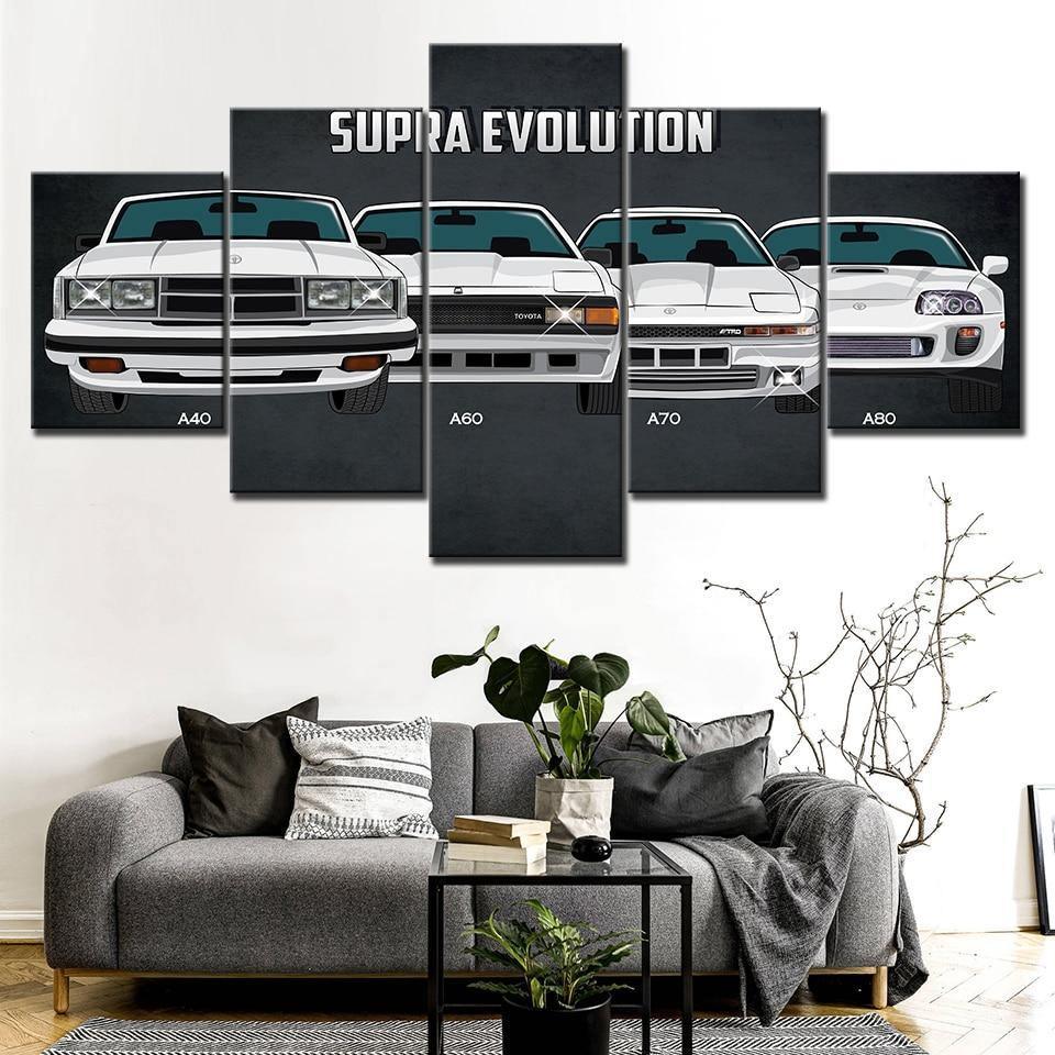 5 piece Toyota Supra evolution canvas wall art