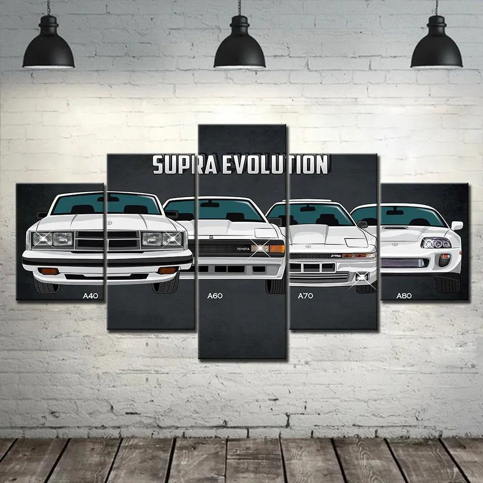 5 piece Toyota Supra evolution canvas wall art
