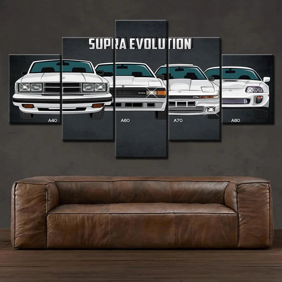 5 piece Toyota Supra evolution canvas wall art