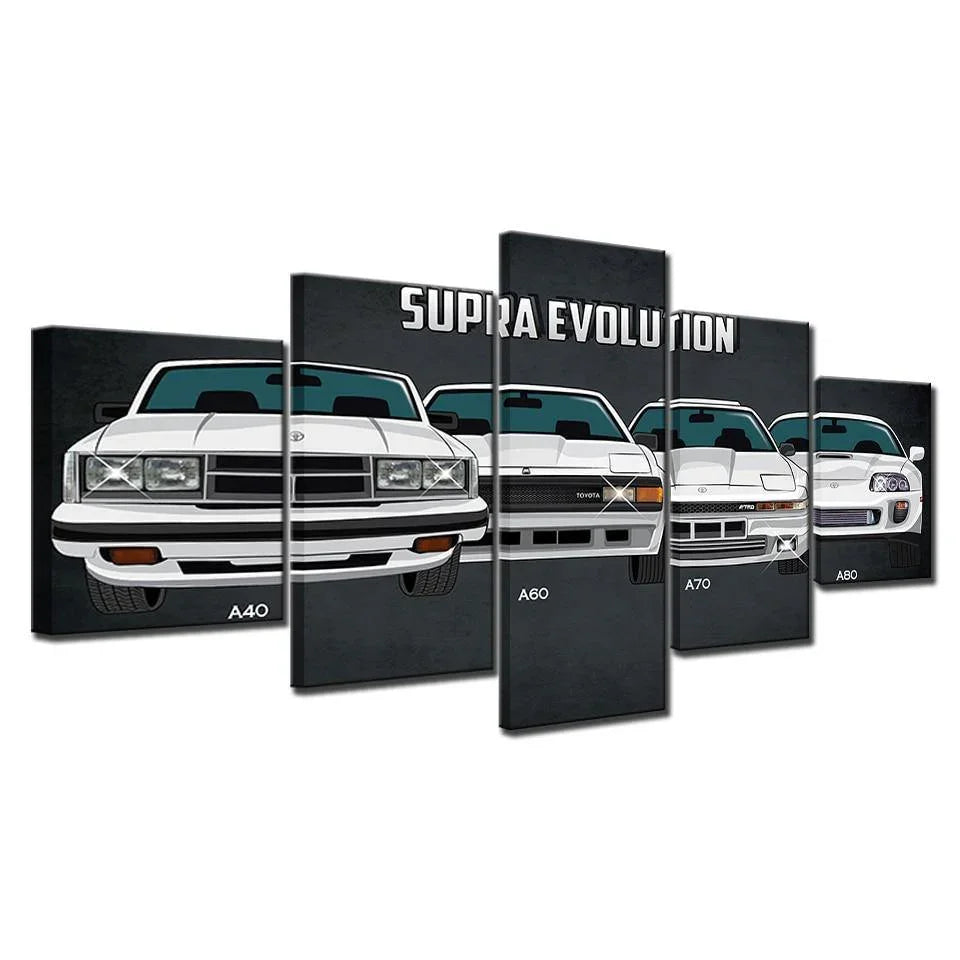 5 piece Toyota Supra evolution canvas wall art