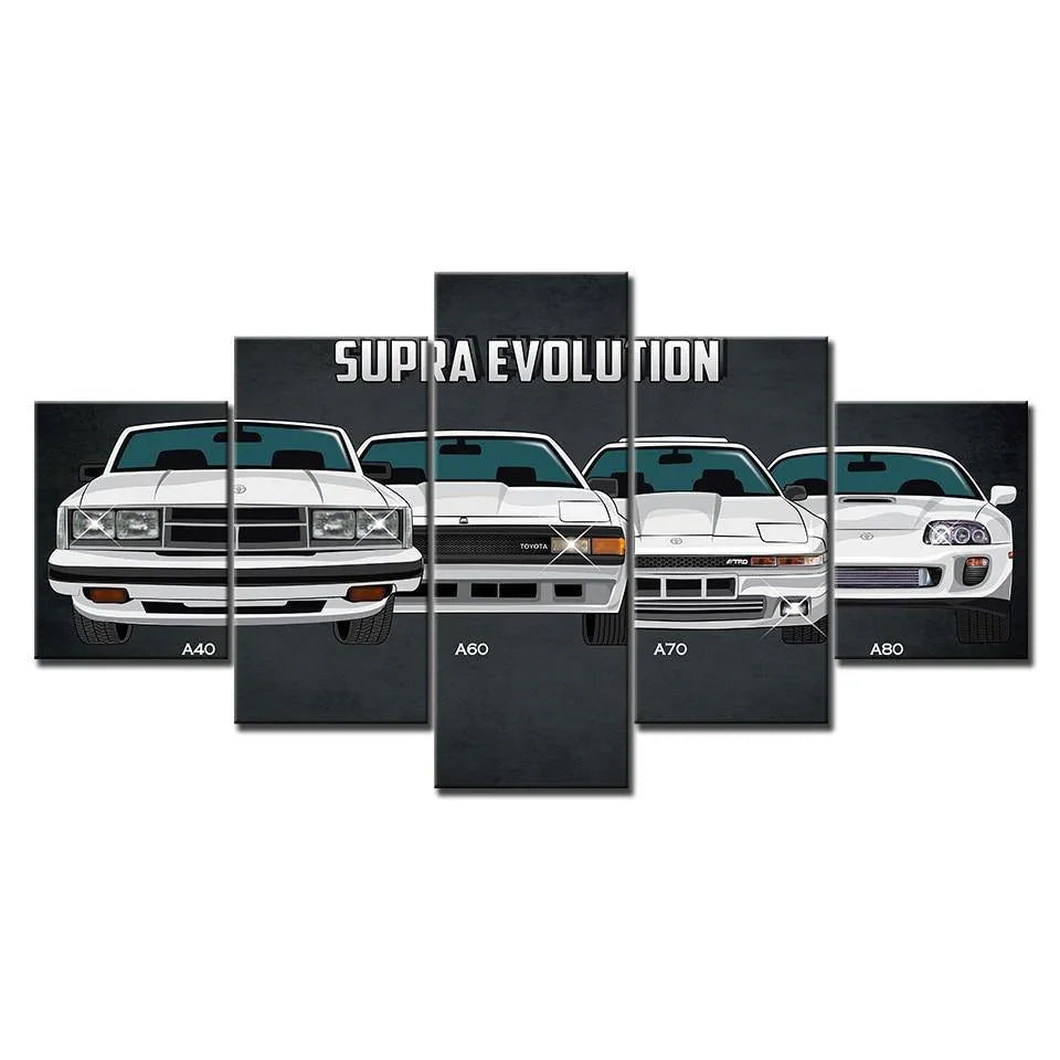 5 piece Toyota Supra evolution canvas wall art