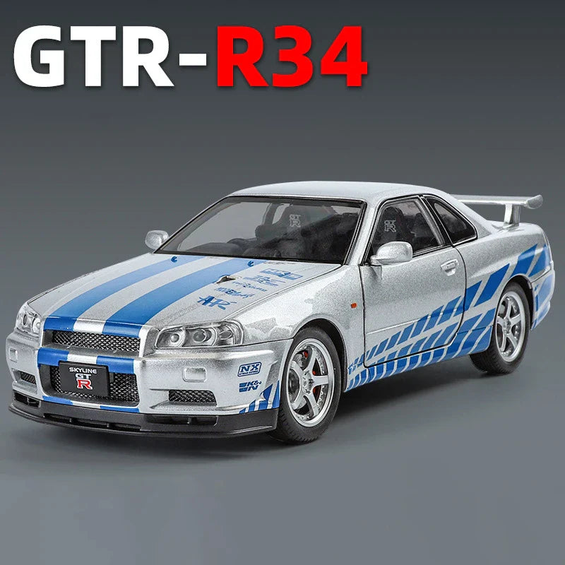 1:24 Nissan GTR R34 Skyline Alloy Model Car