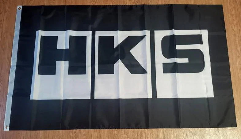 HKS black banner / flag 2ft*3ft (60*90cm) 3ft*5ft (90*150cm)