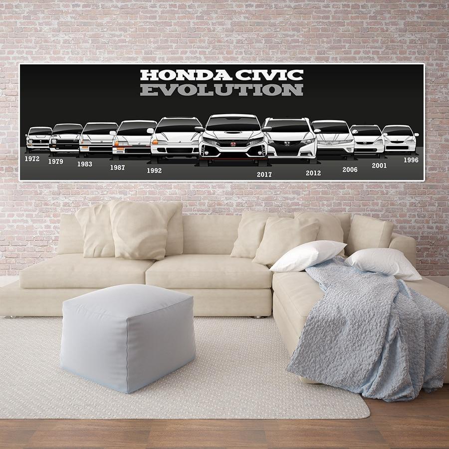 Honda Civic complete lineup canvas artwork