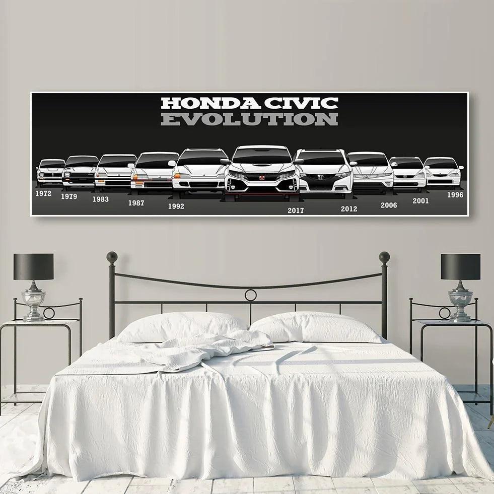 Honda Civic complete lineup canvas artwork