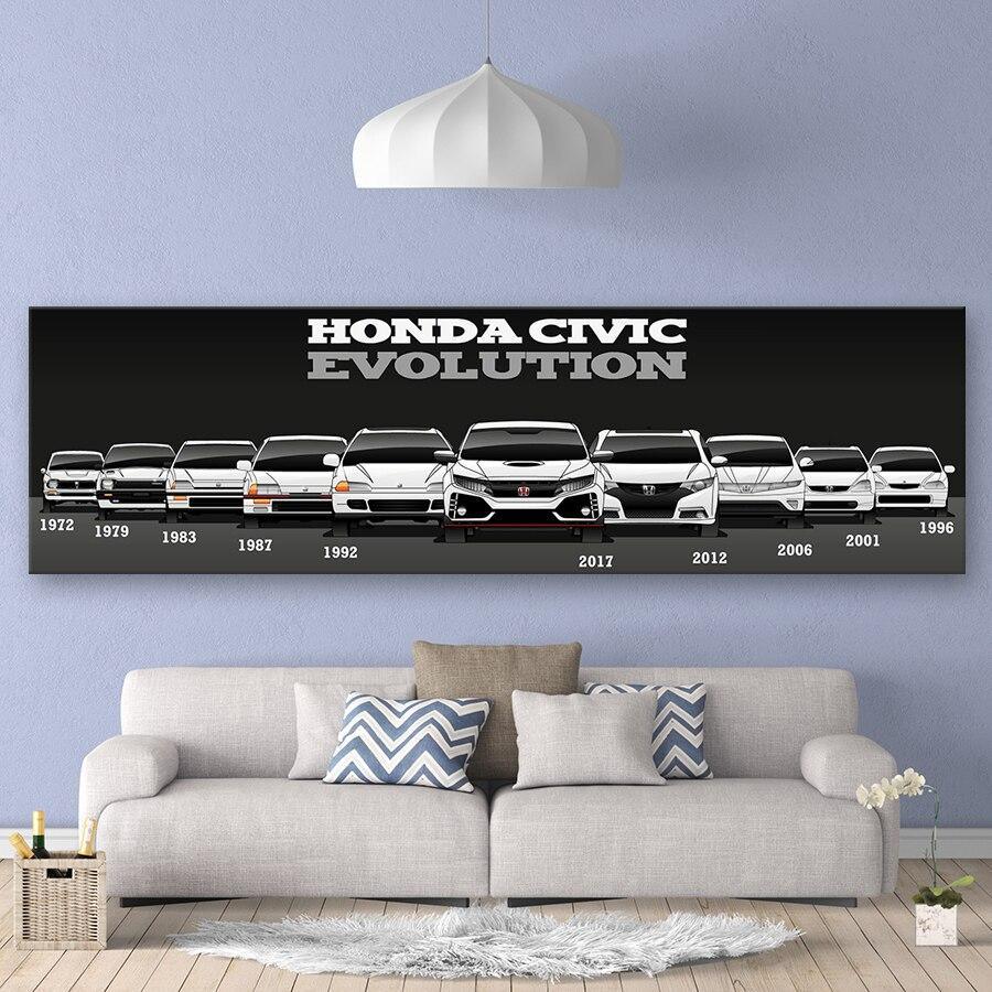Honda Civic complete lineup canvas artwork