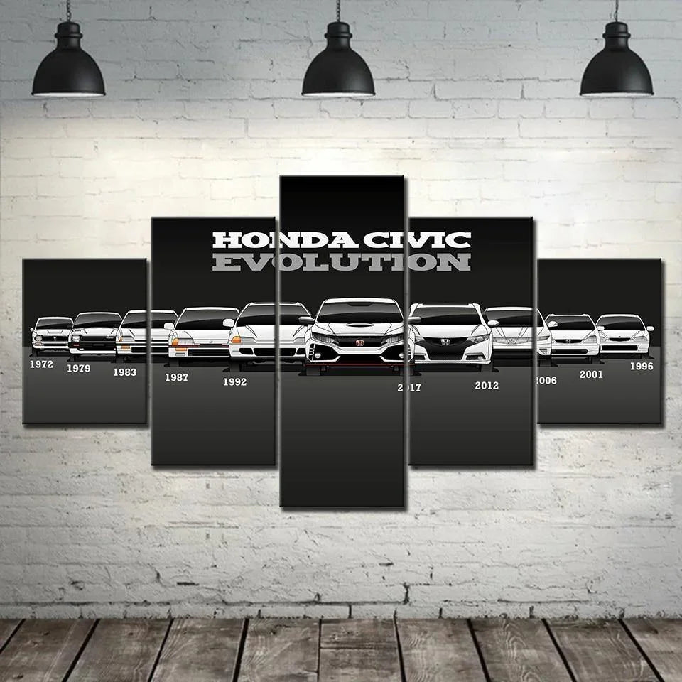 Honda Civic Evolution - 5 panel canvas wall art