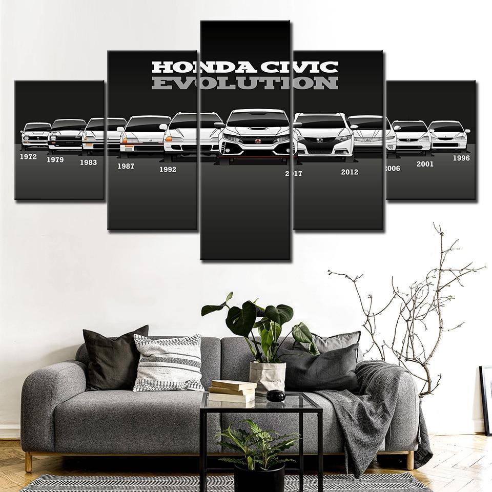 Honda Civic Evolution - 5 panel canvas wall art