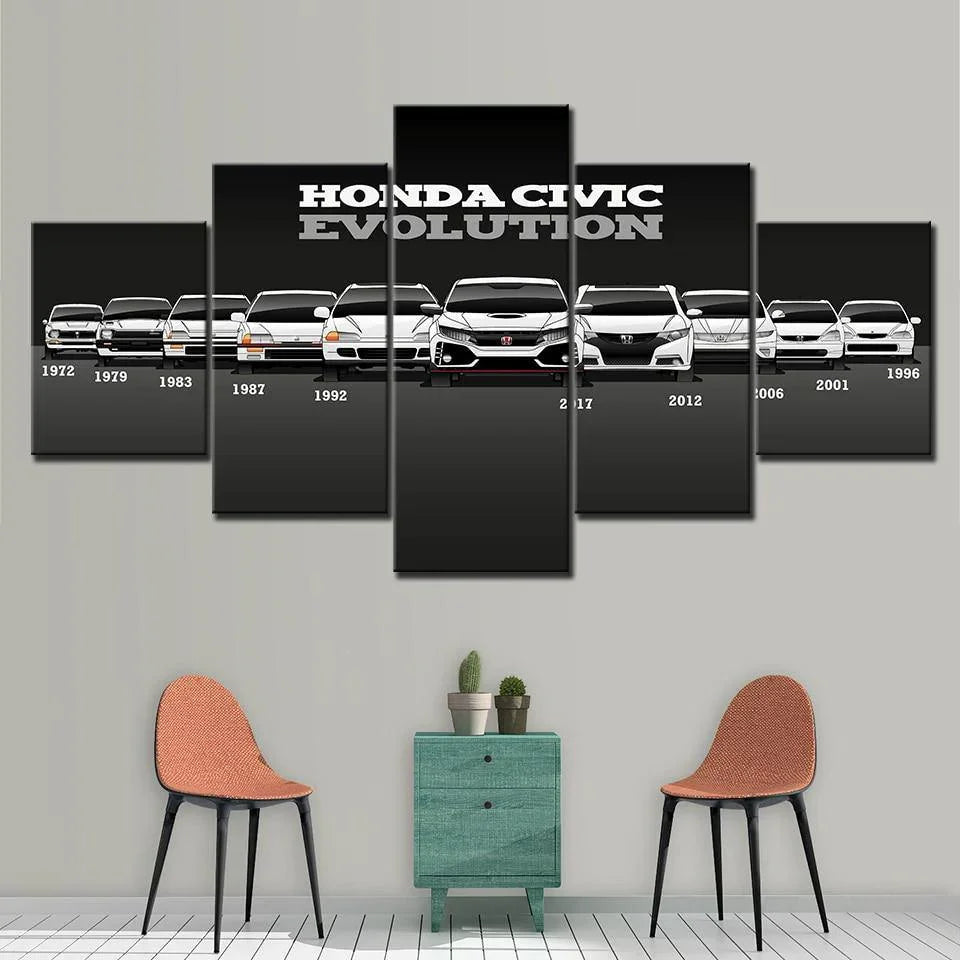 Honda Civic Evolution - 5 panel canvas wall art