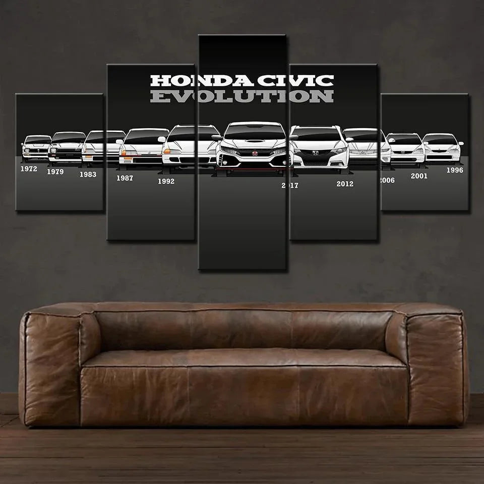 Honda Civic Evolution - 5 panel canvas wall art