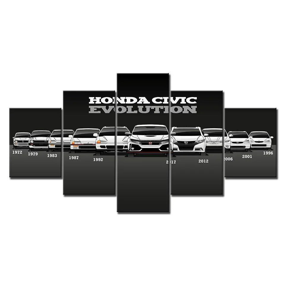 Honda Civic Evolution - 5 panel canvas wall art