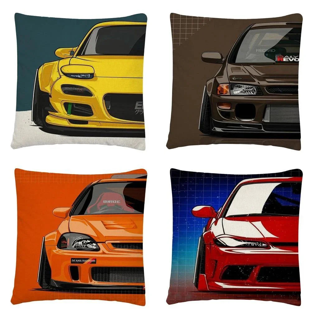 JDM Sports Car half side cushion cover 45 x 45cm - over 20 styles!