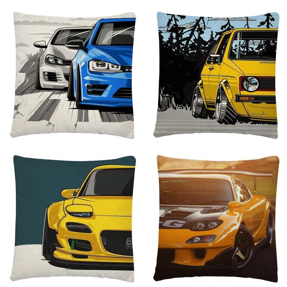 JDM Sports Car half side cushion cover 45 x 45cm - over 20 styles!